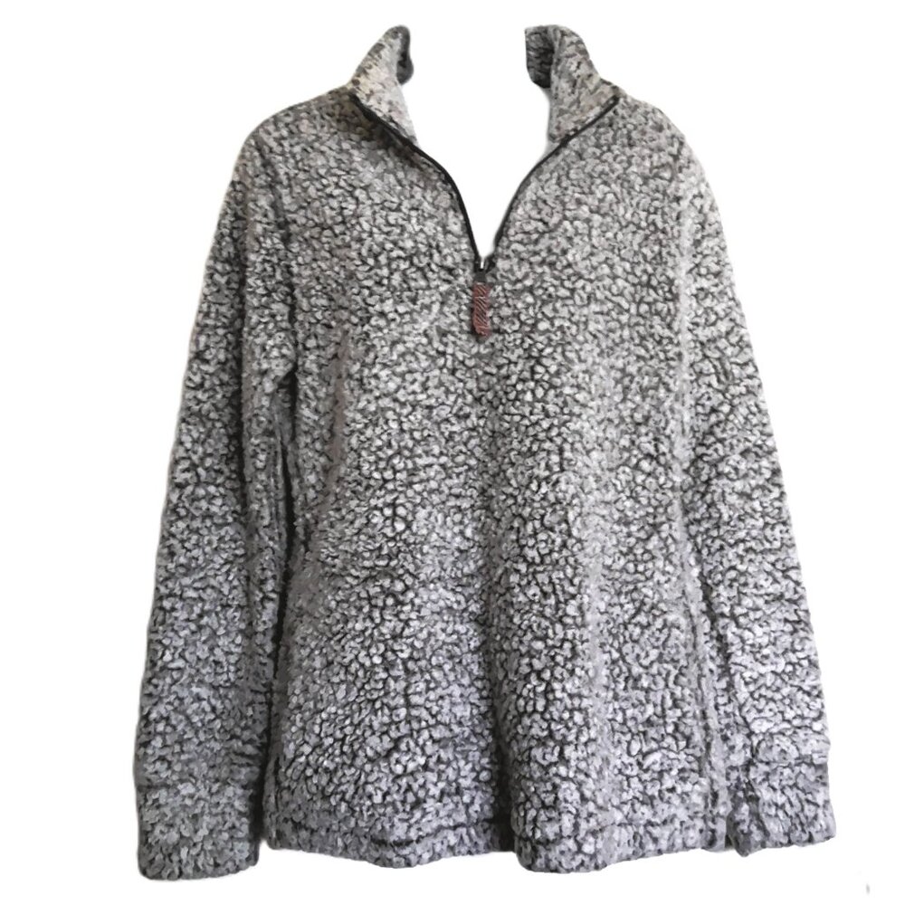 Weatherproof Vintage Faux Fur Jacket Pullover Soft Sherpa 1/4 Zip Gray EUC Sz M